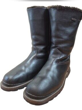 Anfibio Men's Leather Winter Snow Boots Black Size 12 Casual Plush Lined Boho